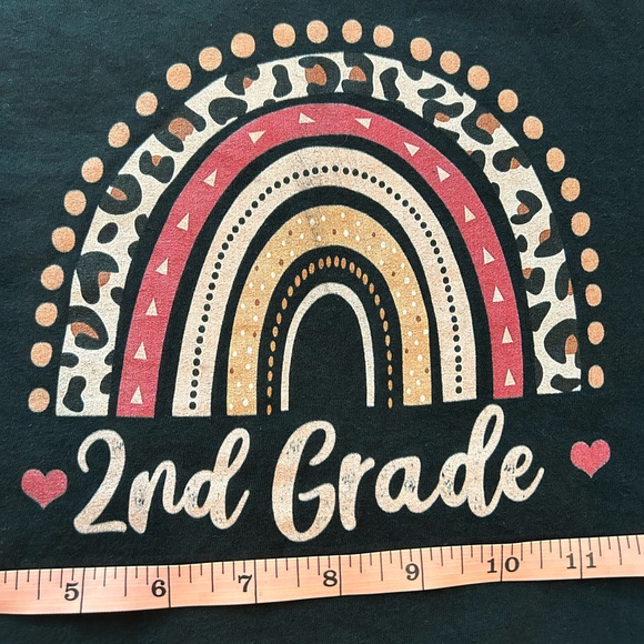 Second grade T-shirt school uniform Girls size S. Black. back to school rainbow - Picture 2 of 6